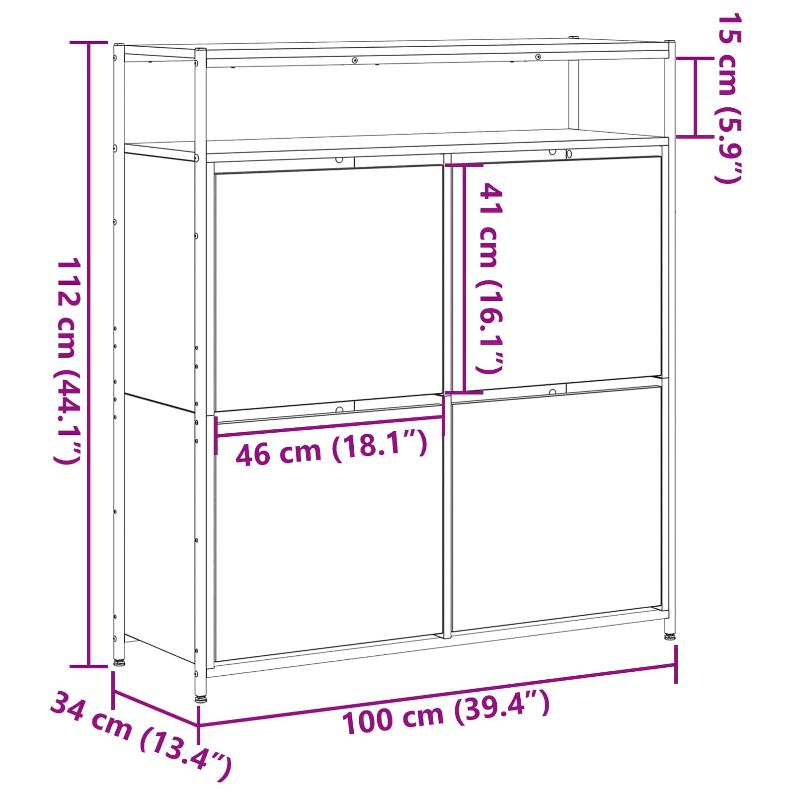 Schoenenkast Artisan Eiken 100 x 34 x 112 cm Bewerkt hout image 13