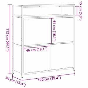 Skříň na obuv Černý dub 100 x 34 x 112 cm kompozitní dřevo - obrázek 13