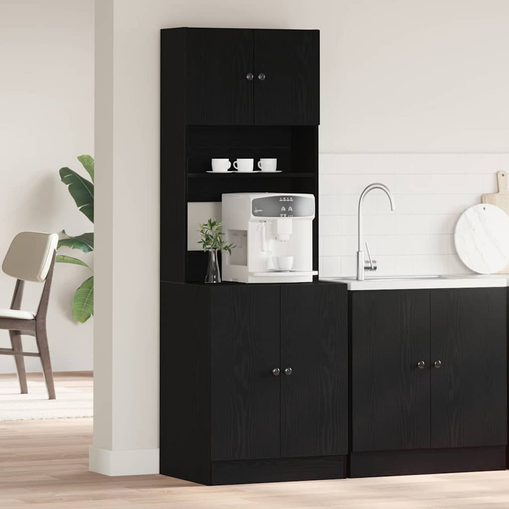 Armoire de cuisine en bois noir, 60 x 50 x 180 cm, en bois d'ingénierie.
