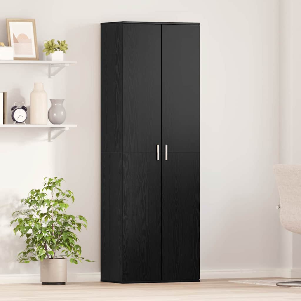 Højskab Sort Egetræ 60x35x180 cm Konstrueret Træ