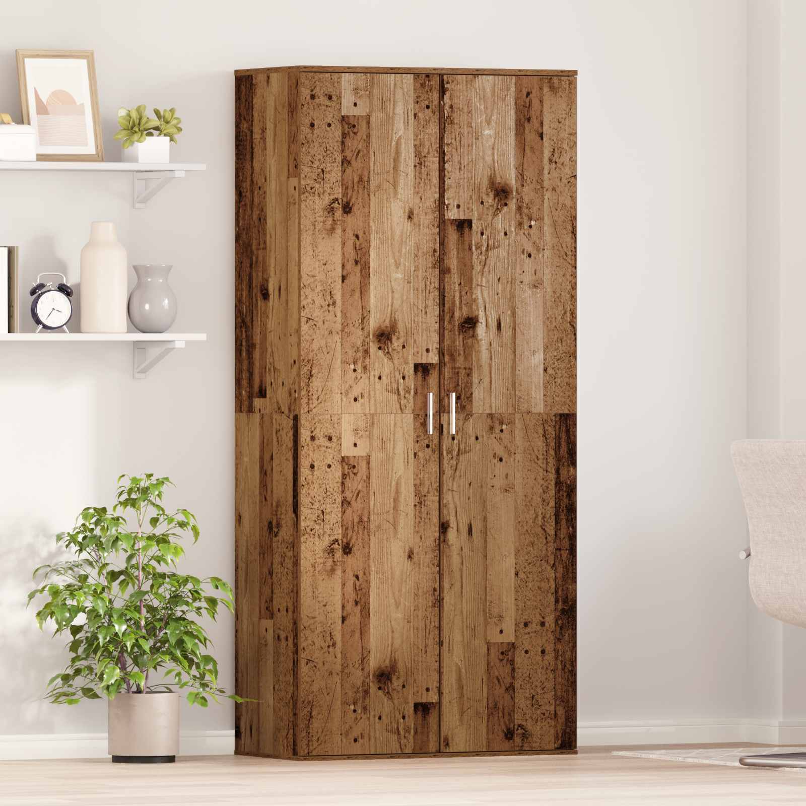 Kapp riiuliga uksega Vana puit 80 x 39 x 178 cm Tehispuit