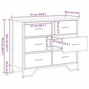 Příborník se zásuvkou 2 pcs Artisanový dub 91 x 35,5 x 74,5 cm - obrázek 11