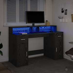 Stůl se zásuvkou Černý dub 140 x 55 x 91 cm Kompozitní dřevo - obrázek 5
