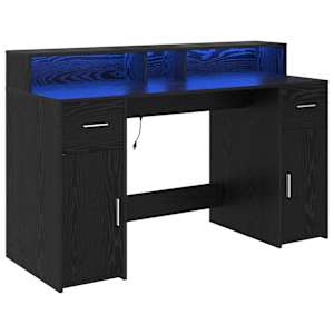 vidaXL Laud sahtliga uksega Must tamm 140 x 55 x 91 cm Tehispuit