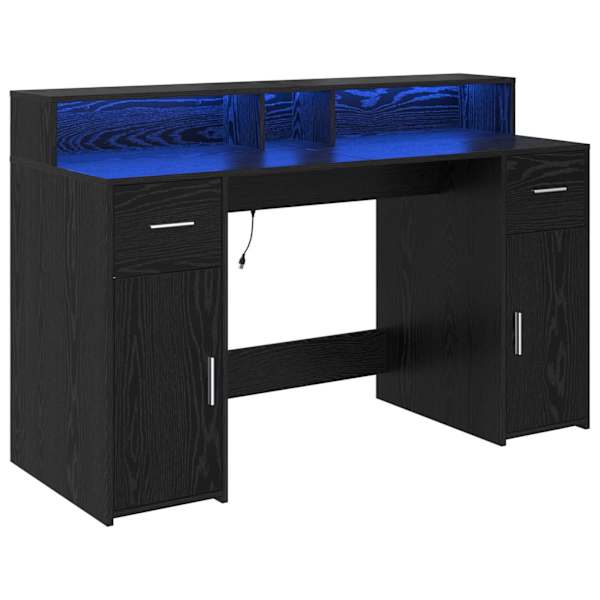 vidaXL Laud sahtliga uksega Must tamm 140 x 55 x 91 cm Tehispuit