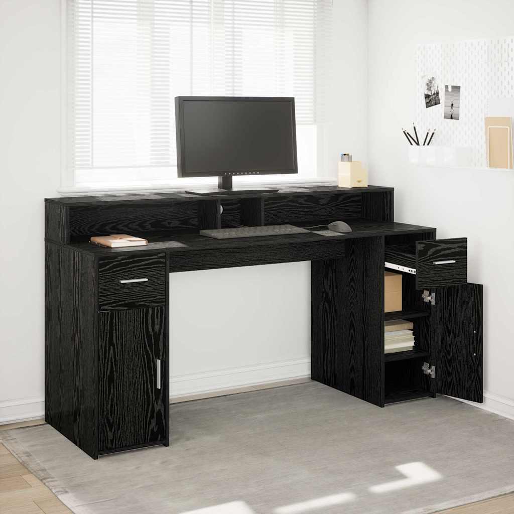 Bureau Chêne Noir 160x55x91 cm Bois d'ingénierie