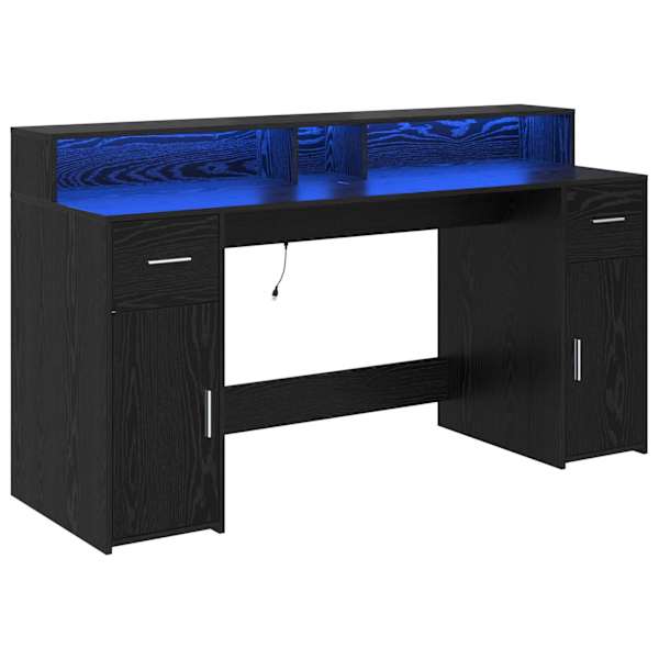 vidaXL Laud sahtliga uksega Must tamm 160 x 55 x 91 cm Tehispuit