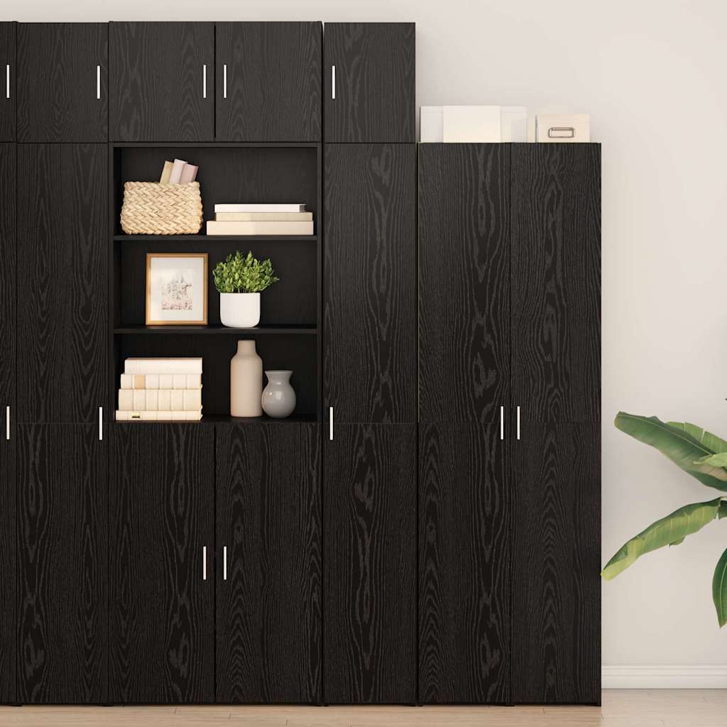 Slim Storage Cabinet vidaXL Čierny dub 30x42.5x225 cm Kompozitné drevo 3365629