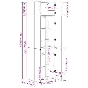 Úložná skříňka 2 pcs Staré dřevo 70 x 42,5 x 185 cm - obrázek 14