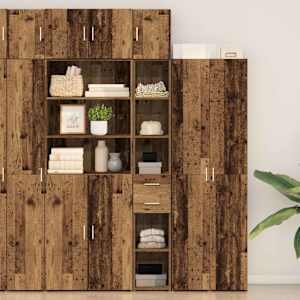 Úložná skříňka se zásuvkou 2 pcs Staré dřevo 30 x 42,5 x 225 cm - obrázek 1