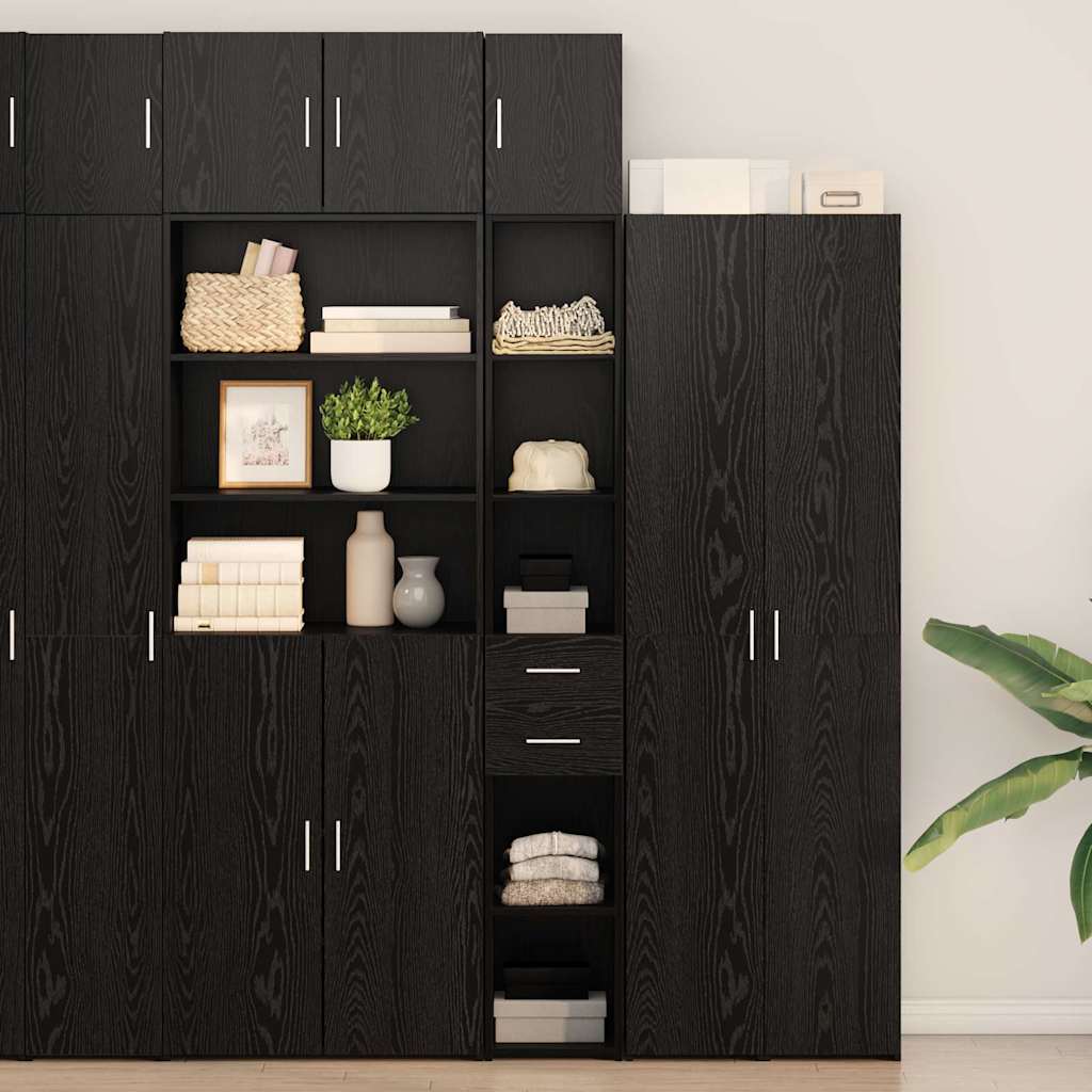 Slim Storage Cabinet Sort Egetræ 30x42.5x225 cm Ingeniørtræ&&vidaXL Vægs Cabinet Sort Egetræ 30x42.5x40 cm Ingeniørtræ&&vidaXL Highboard Sort Egetræ 30x42.5x185 cm Ingeniørtræ