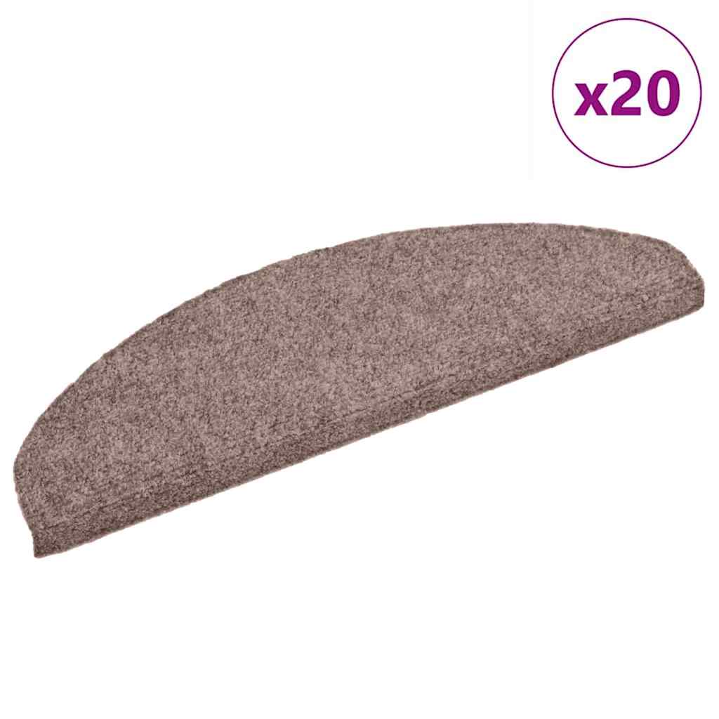 vidaXL Schodové rohože samolepicí 20 ks 65 x 21 x 4 cm světle hnědé, půlkulaté, velké