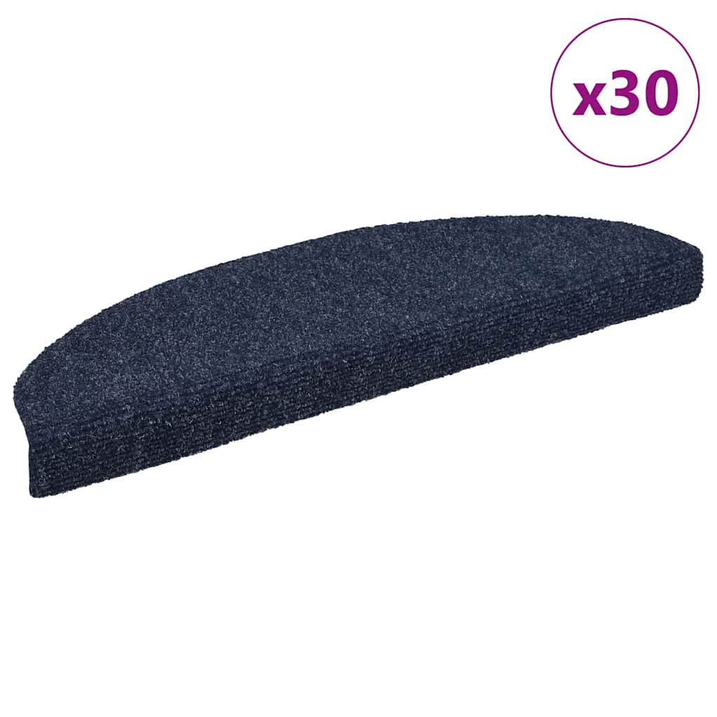 vidaXL Schodové rohože samolepicí 30 ks 65 x 21 x 4 cm modré, půlkulaté, velké