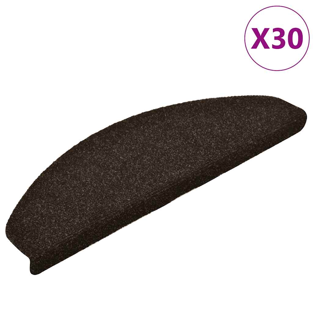 vidaXL Samolepicí rohože na schody 30 ks Tmavě hnědá 65x21x4 cm
