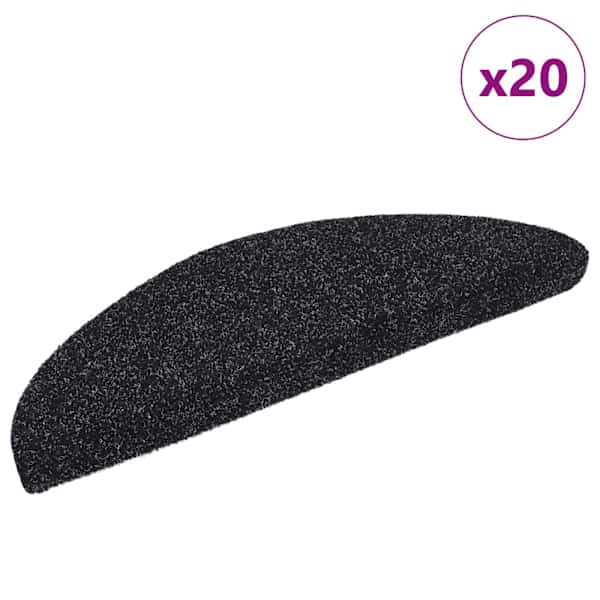 vidaXL isekleepuvad trepimatid 20 tk 56 x 17 x 3 cm mustad poolringikujulised