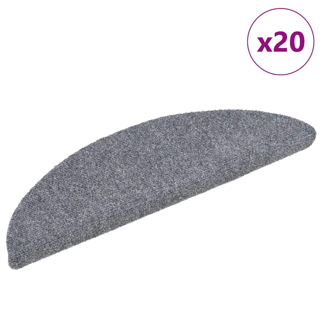 vidaXL Schodové rohože samolepicí 20 ks 56 x 17 x 3 cm světle šedé půlkulaté