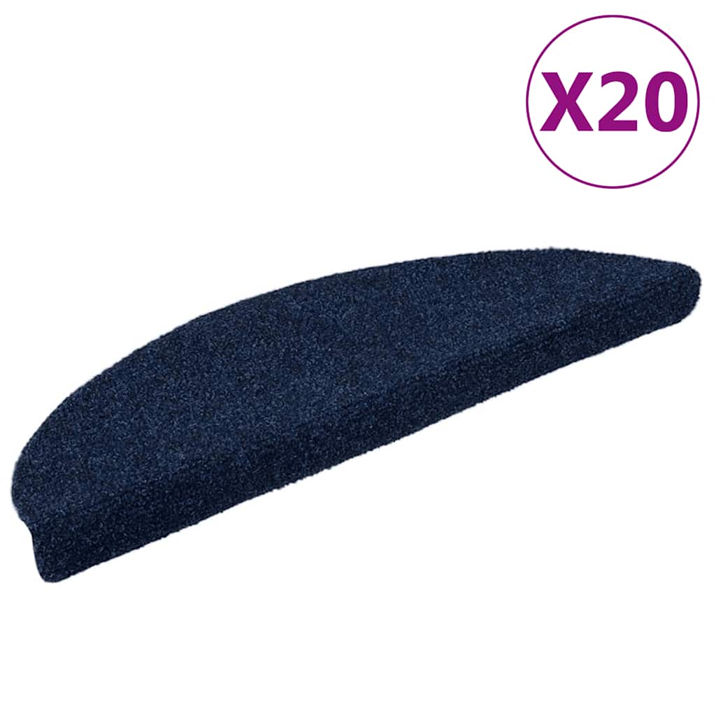 vidaXL Schodové rohože samolepicí 20 ks 56 x 17 x 3 cm tmavě modré půlkulaté