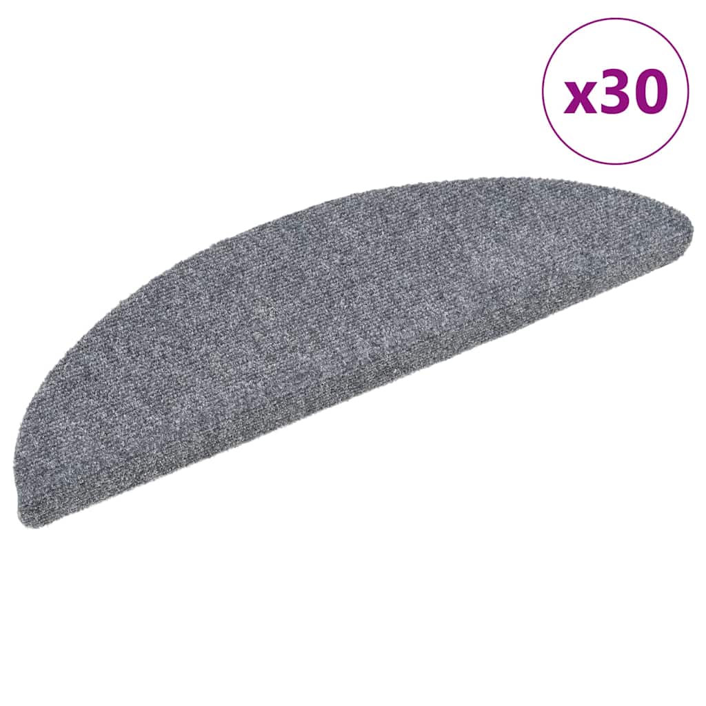 vidaXL Schodové rohože samolepicí 30 ks 56 x 17 x 3 cm světle šedé půlkulaté