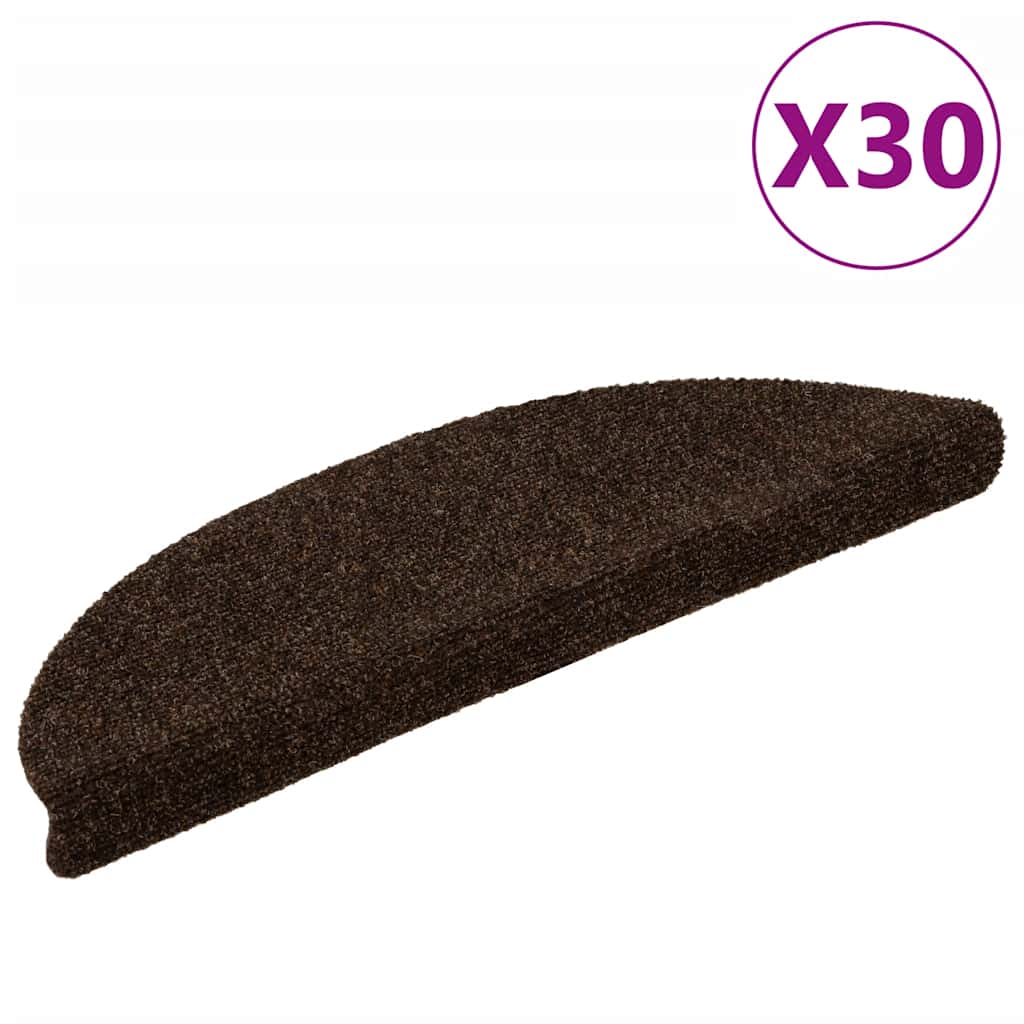 vidaXL Schodové rohože samolepicí 30 ks 56 x 17 x 3 cm hnědé půlkulaté