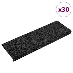 vidaXL isekleepuvad trepimatid, 30 tk, 65 x 21 x 4 cm, mustad, ristk&uuml;likukujulised servad