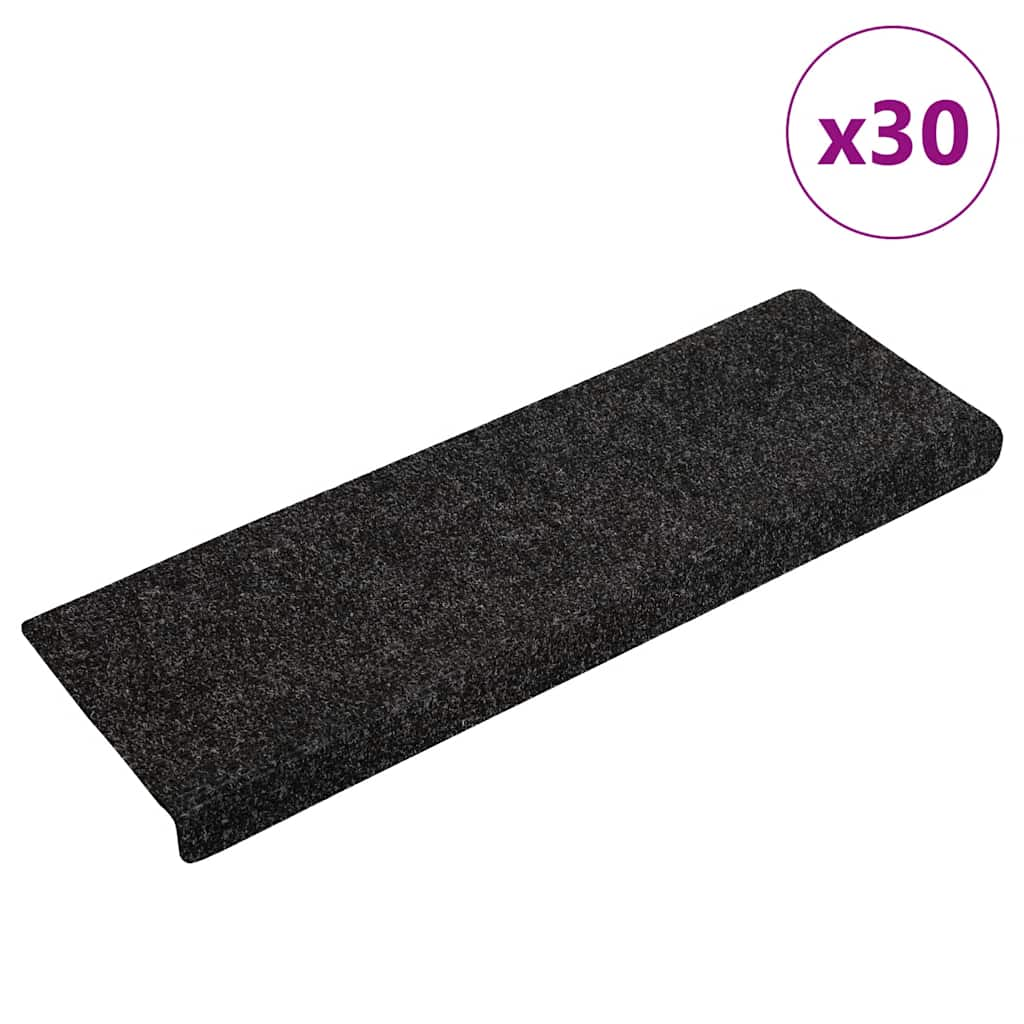 vidaXL Covorașe scară autoadezive 30 buc Negru 65x21x4 cm