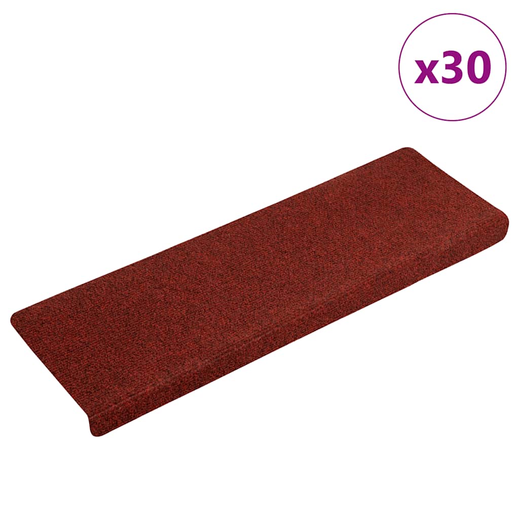 vidaXL Samolepicí podložky na schody 30 ks Červená 65x21x4 cm