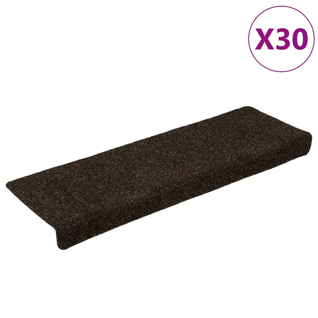 vidaXL Samolepicí rohože na schody 30 ks Tmavě hnědá 65x21x4 cm