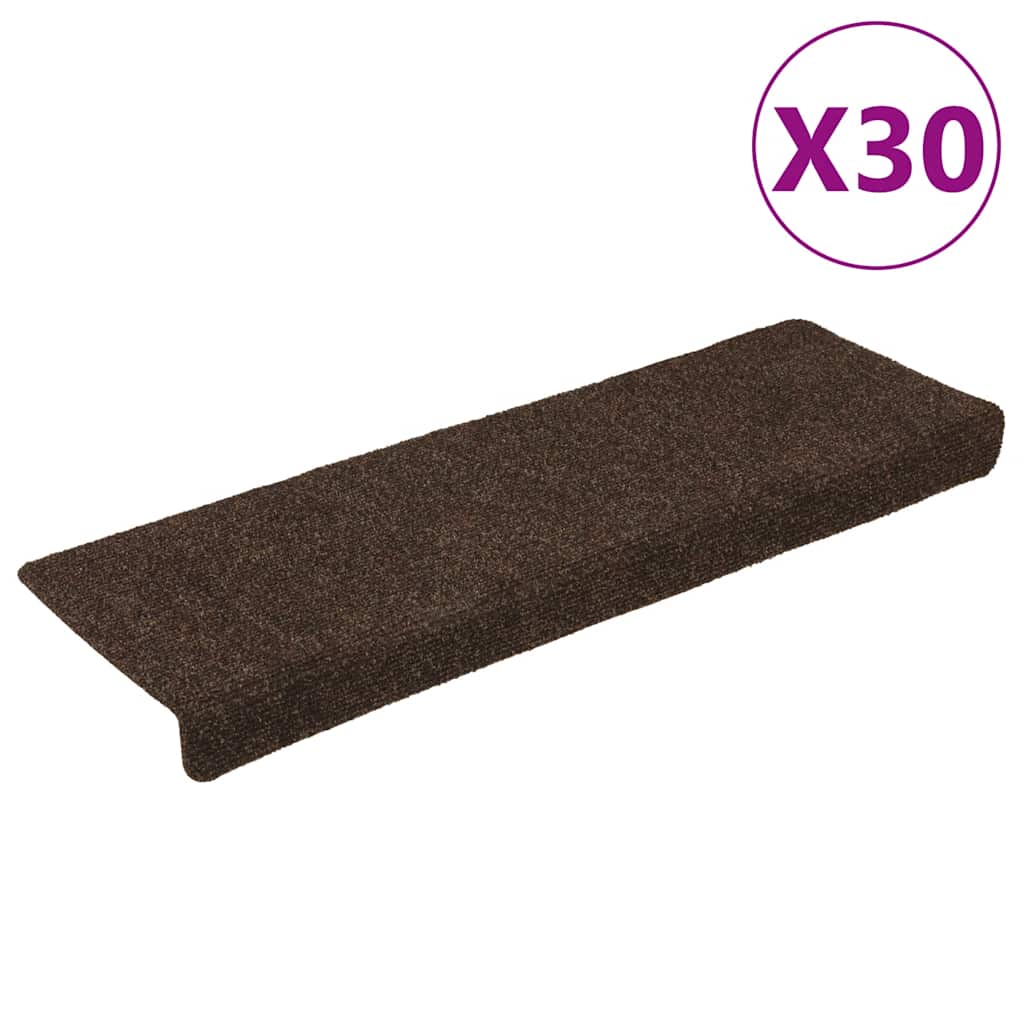 vidaXL Samolepicí rohože na schody 30 ks hnědé 65x21x4 cm