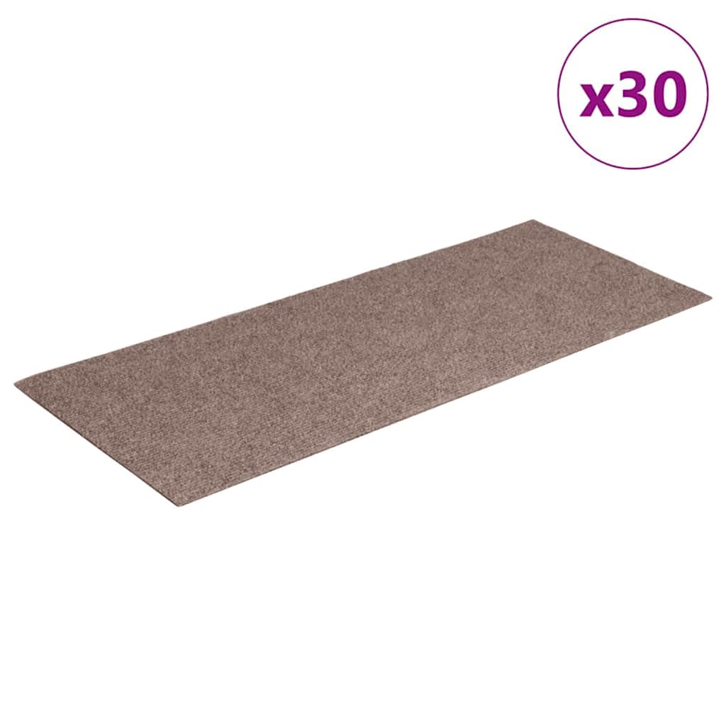 vidaXL Schodové rohože samolepicí 30 ks 60 x 25 cm světle hnědé obdélníkové