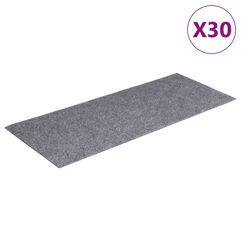vidaXL Schodové rohože samolepicí 30 ks 60 x 25 cm světle šedé obdélníkové