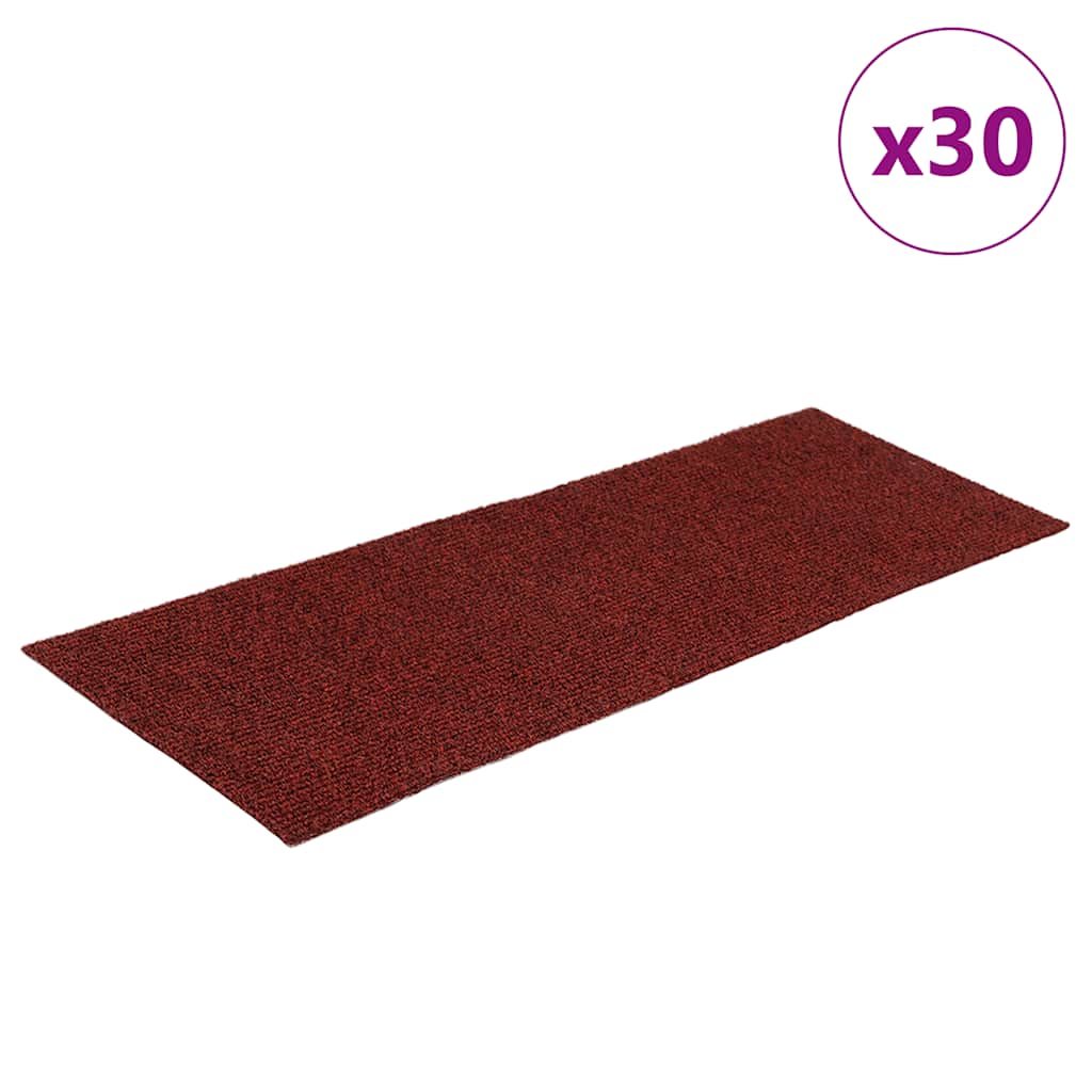 vidaXL Schodové rohože samolepicí 30 ks 60 x 25 cm bordó červená obdélníková