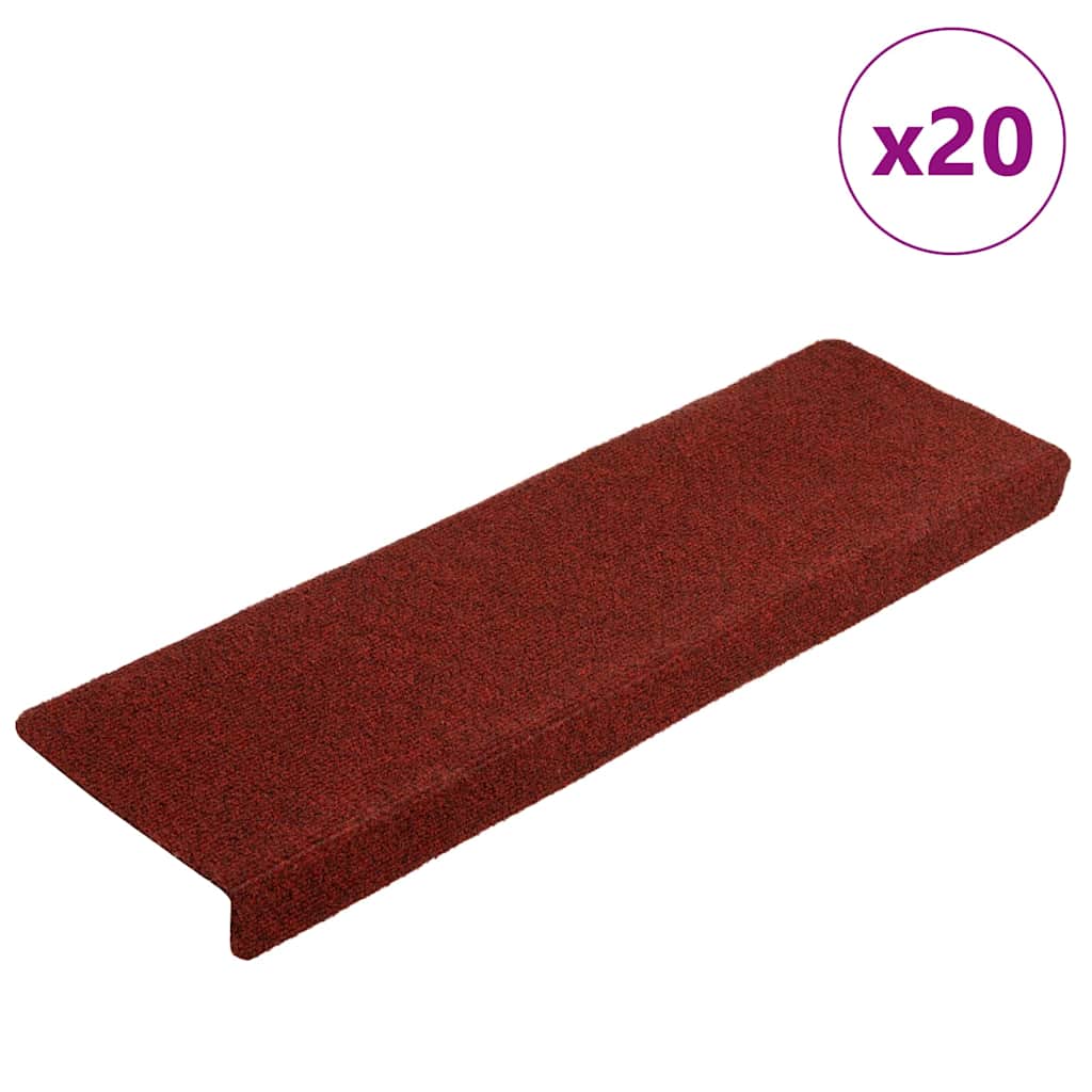 vidaXL Stufenmatten Selbstklebend 20 Stk. 65x21x4 cm Bordeauxrot Rechteckiger Rand