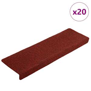 Stopniščne preproge samolepilne 20 kosov 65x21x4 cm bordo rdeče pravokotne robove