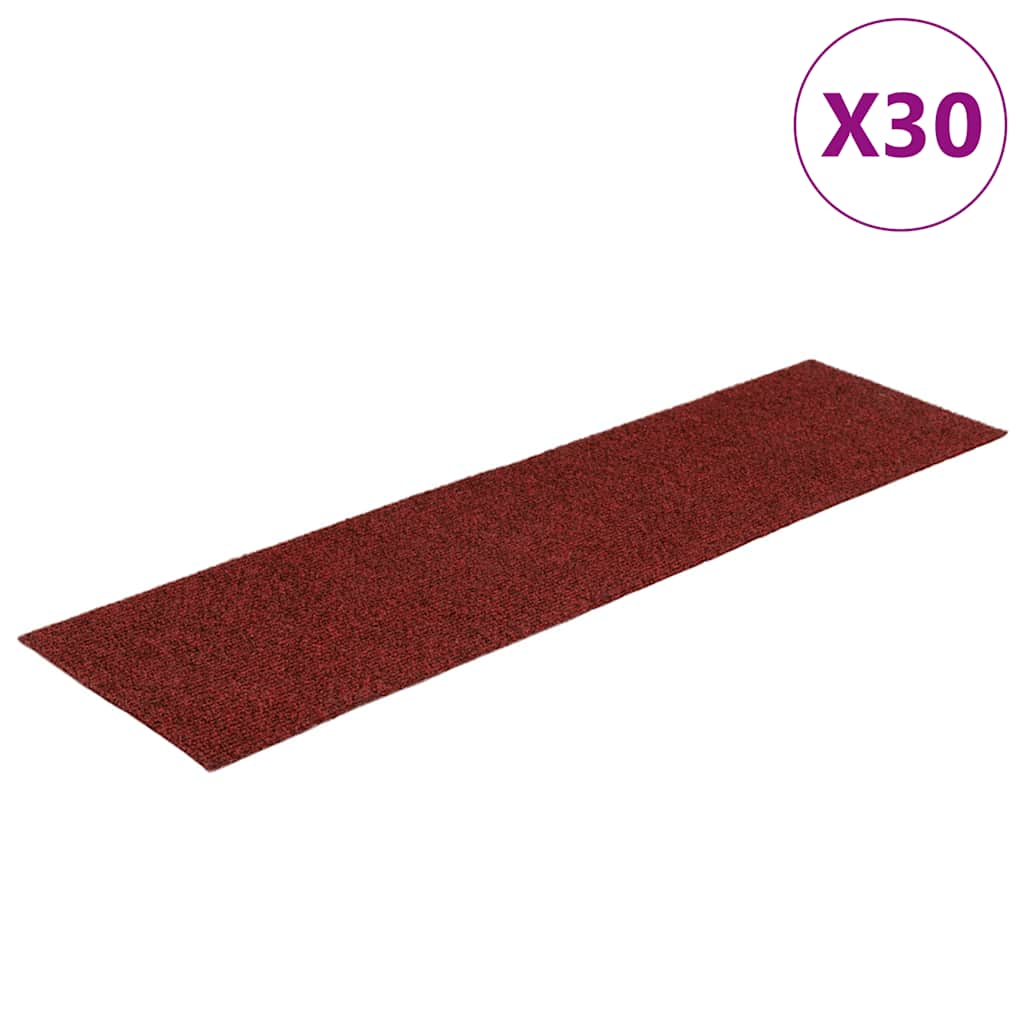 vidaXL Samolepicí rohože na schody 30 ks červené 76x20 cm obdélníkové
