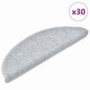 Stopniščne preproge 30 kosov 56x17x3 cm svetlo sive polkrožne