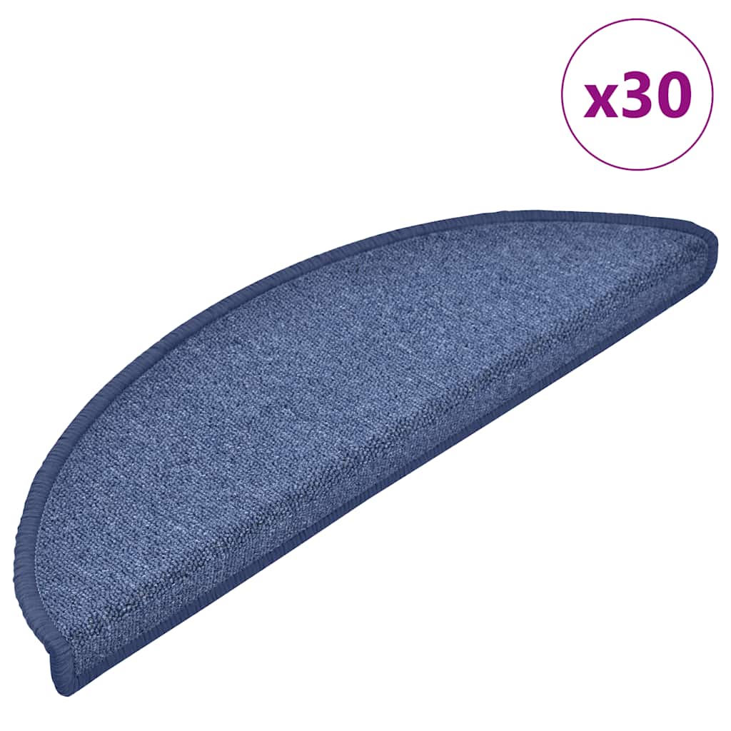 vidaXL Schodov&eacute; rohože 30 ks 56x17x3 cm modr&eacute; polkruhov&eacute;