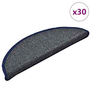 Schodové rohože 30 ks 56 x 17 x 3 cm tmavě šedé a modré, půlkulaté - obrázek 1