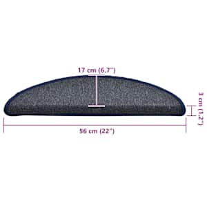 Schodové rohože 30 ks 56 x 17 x 3 cm tmavě šedé a modré, půlkulaté - obrázek 8