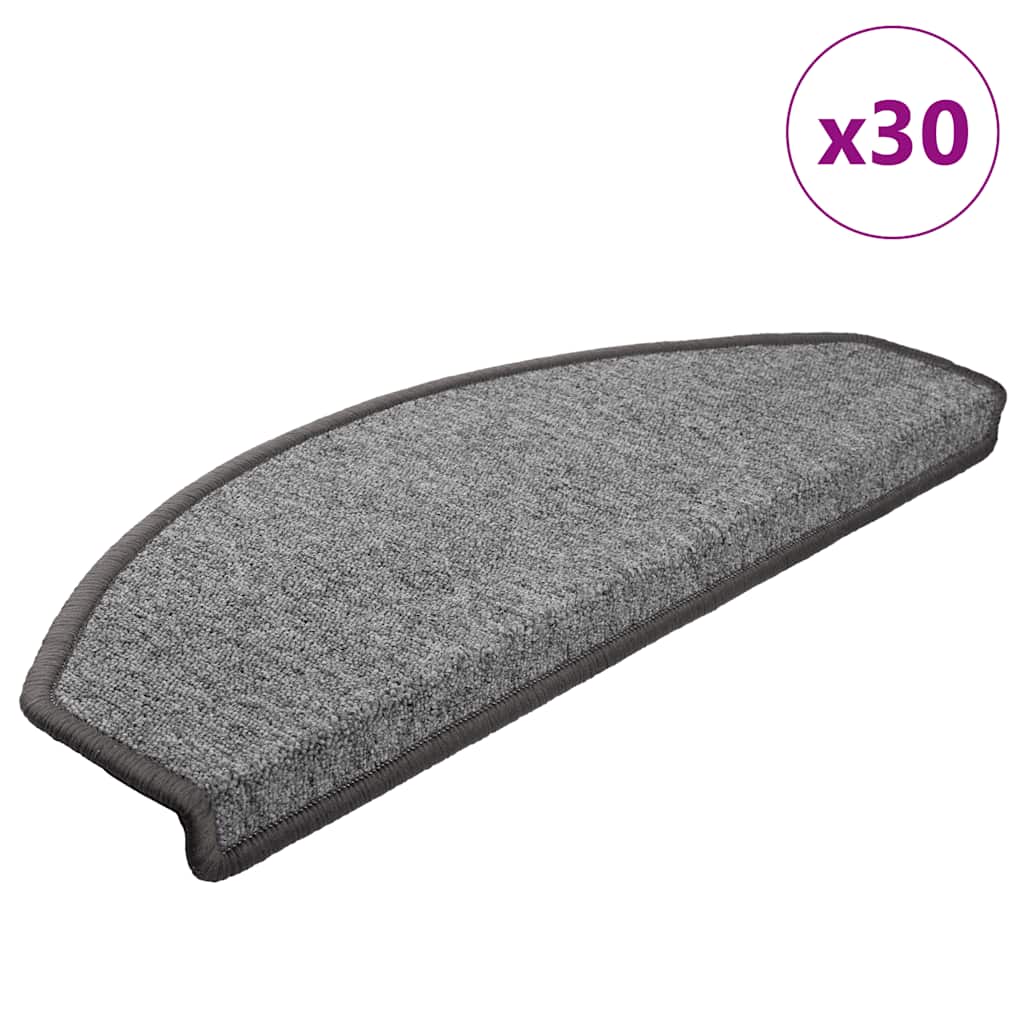 vidaXL Stufenmatten 30 Stk. 65x24x4 cm Dunkelgrau Halbrund Groß