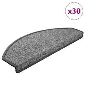 Stopniščne preproge 30 kosov 65x24x4 cm temno sive polkrožne velike