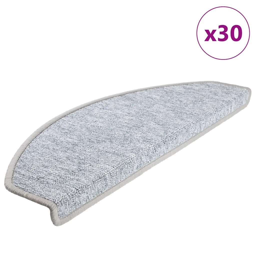 vidaXL Schodové rohože 30 ks 65 x 24 x 4 cm světle šedé, půlkulaté, velké