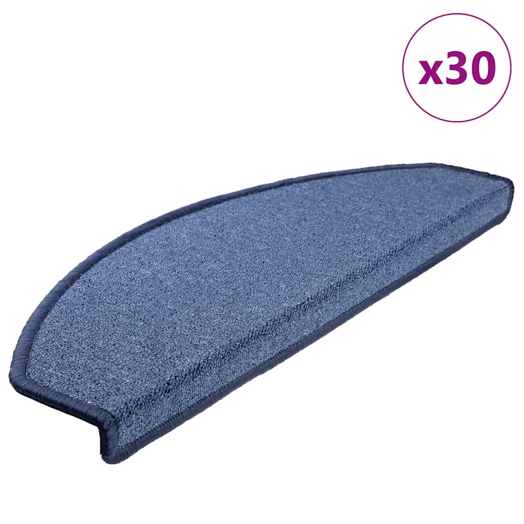 vidaXL Schodové rohože 30 ks 65 x 24 x 4 cm modré, půlkulaté, velké