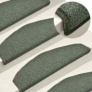 Stopniščne preproge 30 kosov 65x24x4 cm temno zelene polkrožne velike