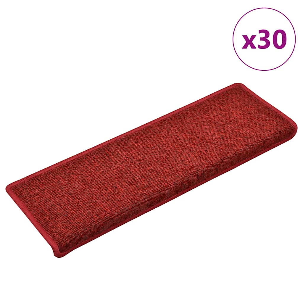 vidaXL Rohože na schody 30 ks 65x21x4 cm Červená