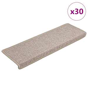 Stopniščne preproge 30 kosov 65x21x4 cm taupe pravokotne robove