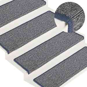 Stopniščne preproge 30 kosov 65x21x4 cm svetlo sive in modre pravokotne