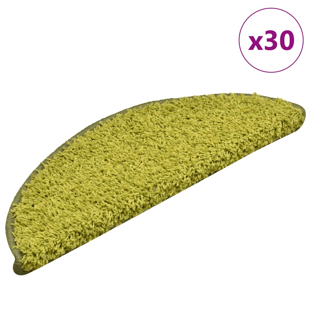 vidaXL Schodové rohože 30 ks 56 x 17 x 3 cm zelené půlkulaté