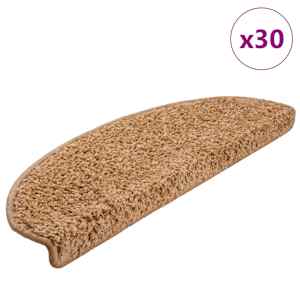 Stopniščne preproge 30 kosov 65x21x4 cm bež polkrožne velike