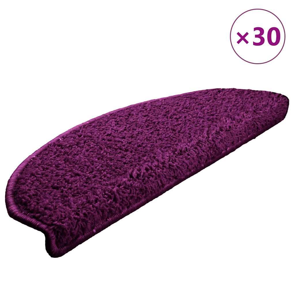 vidaXL Schodové rohože 30 ks 65 x 21 x 4 cm fialové půlkulaté velké