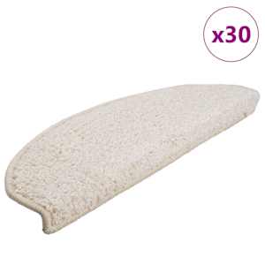 Stopniščne preproge 30 kosov 65x21x4 cm bele polkrožne velike